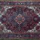 Old Heriz Persian Carpet floral hand-spun wool