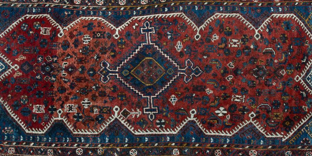 Antique Tribal Qashqa'i Persian Rug natural dyes hand-spun wool