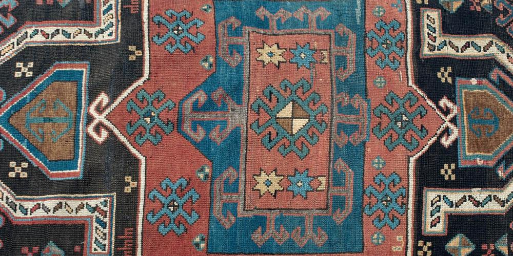 Antique Kazak Caucasian Prayer Rug hand-spun wool natural dyes