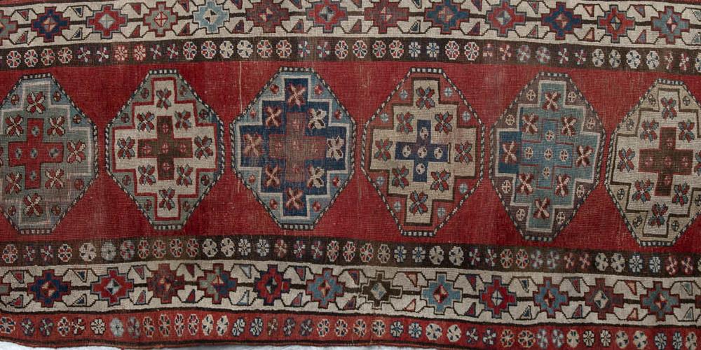Antique Karabagh or Kurdish Tribal runner Persian or Caucasian