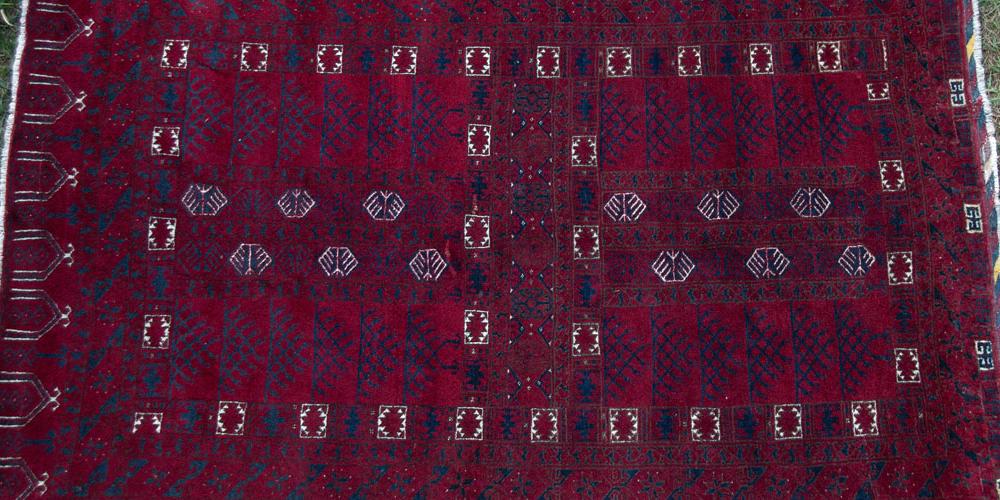 Old Afghan Ersari Hatchelu Rug hand-spun wool