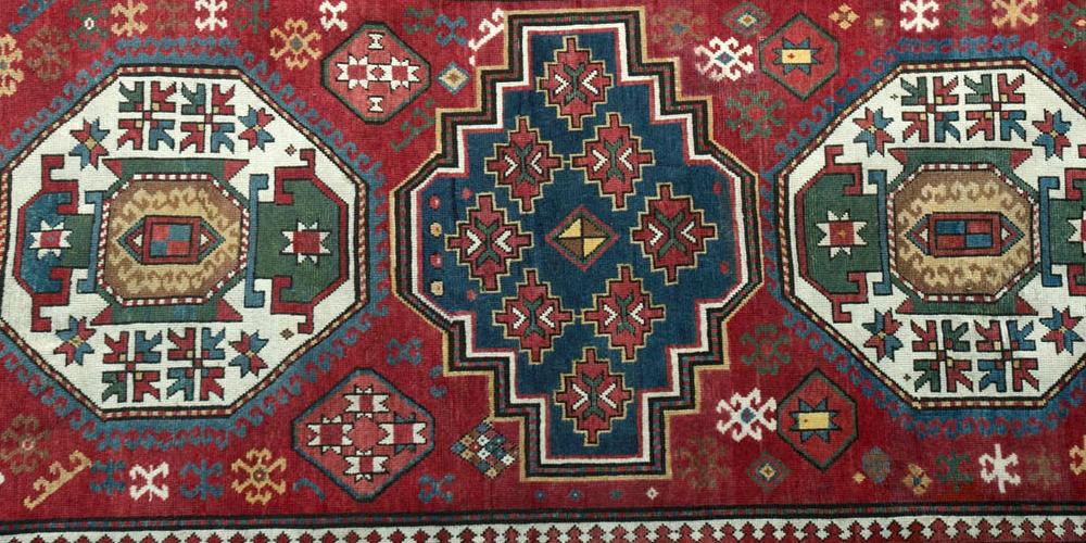 Antique three medallion Kazak or Lori Pambak Caucasian rug