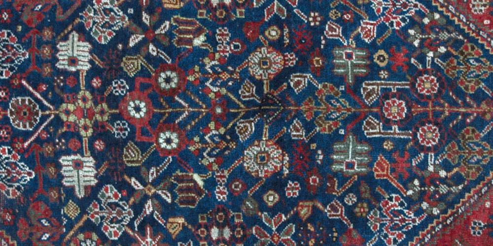 Antique Tribal Qashqa'i Persian Rug natural dyes hand-spun wool
