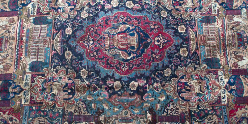Old Antique Persian Kashmar Carpet natural dyes