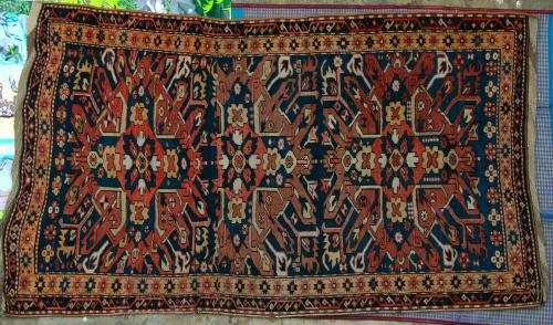 Antique Tribal Kazak Chelaberd Eaglestar or Sunburst Caucasus