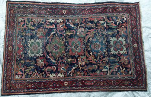 Antique Persian Bidjar Kurdish Rug hand-spun wool natural dyes