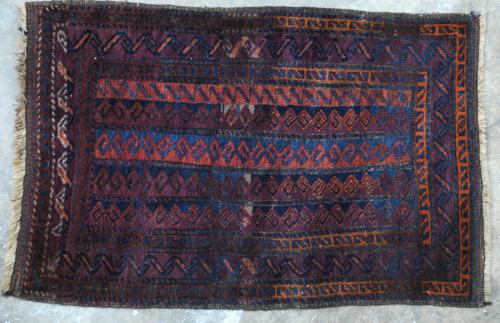 Baluch Afghan Tribal Rug hand-spun wool