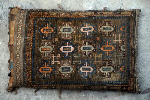 Baluch Afghan Tribal Storage bag stuffed hand-spun wool