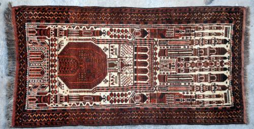 Antique Afghan Kizilayak Turkoman Prayer Rug