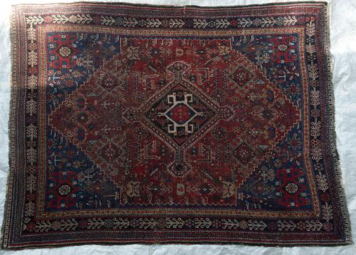 Antique Tribal Qashqa'i Persian Rug natural dyes hand-spun wool