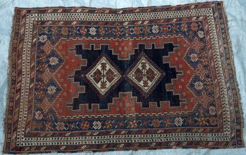 Antique Tribal Afshar Persian Rug natural dyes hand-spun wool