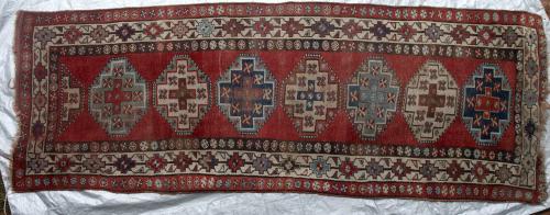 Antique Karabagh or Kurdish Tribal runner Persian or Caucasian