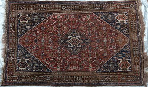 Antique Tribal Qashqa'i Persian Rug natural dyes hand-spun wool