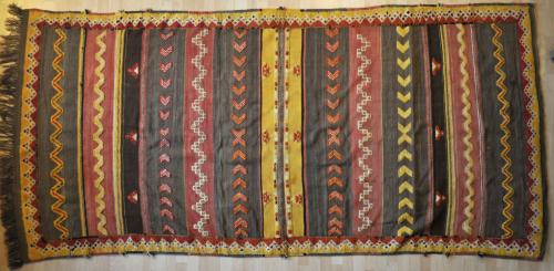 Old Moroccan Ait Ouzouzguite tribal long rug