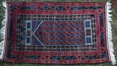 Baluch Afghan Tribal Prayer Rug hand-spun wool