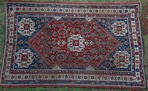 Antique Tribal Qashqa'i Persian Rug natural dyes hand-spun wool