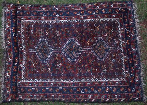 Antique Kamseh Murghi or chicken rug
