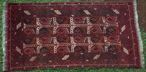 Old Ersari Afghan Rug with repeat botehs