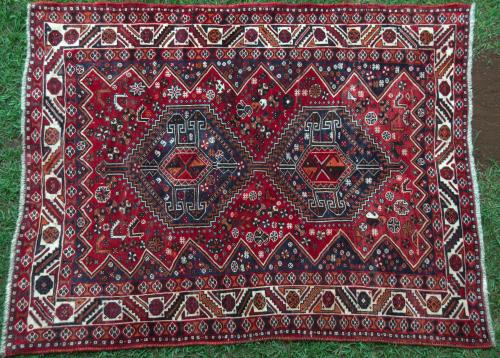 Tribal Qashqa'i Rug with animal motifs