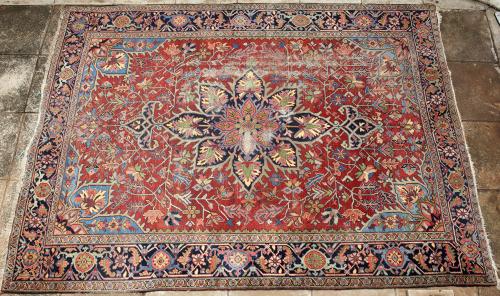 Old or antique Heriz Serapi Persian Rug