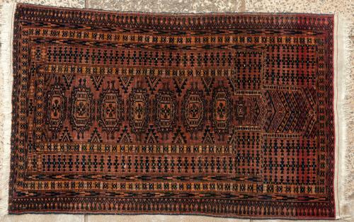 Antique or old Saryk Turkoman Afghan prayer rug 