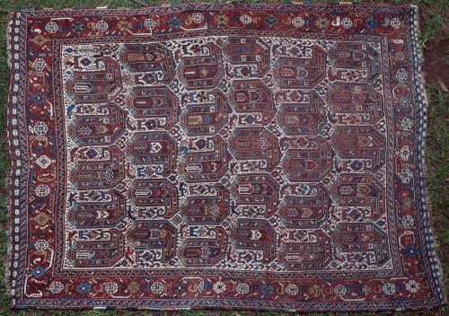 Antique Kamseh tribal Persian rug