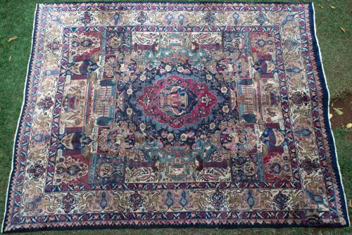 Old Antique Persian Kashmar Carpet natural dyes
