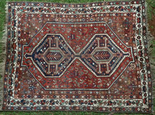 Antique Kamseh tribal Persian rug