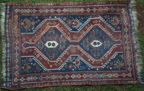 Antique Tribal Qashqa'i Persian Rug natural dyes hand-spun wool