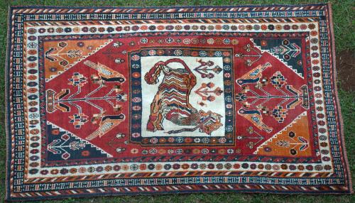 Antique Tribal Qashqa'i Tiger Persian Rug