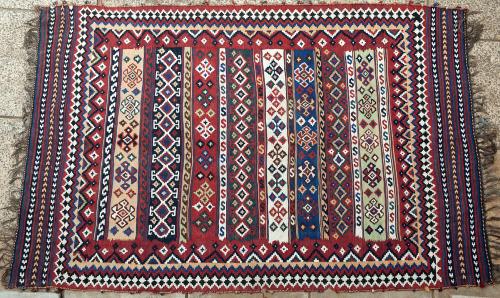 Old or antique Qashqa'i Tribal Persian kilim