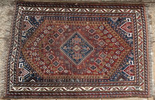 Old or antique Qashqa'i Tribal Persian rug